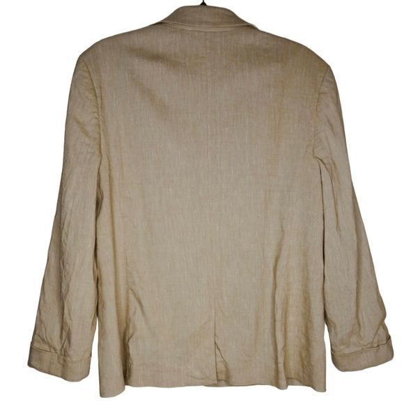 J. Crew‎ Women's Linen Blazer Sz 10P Scalloped Lapel Collar Tan Single Button - Picture 2 of 8